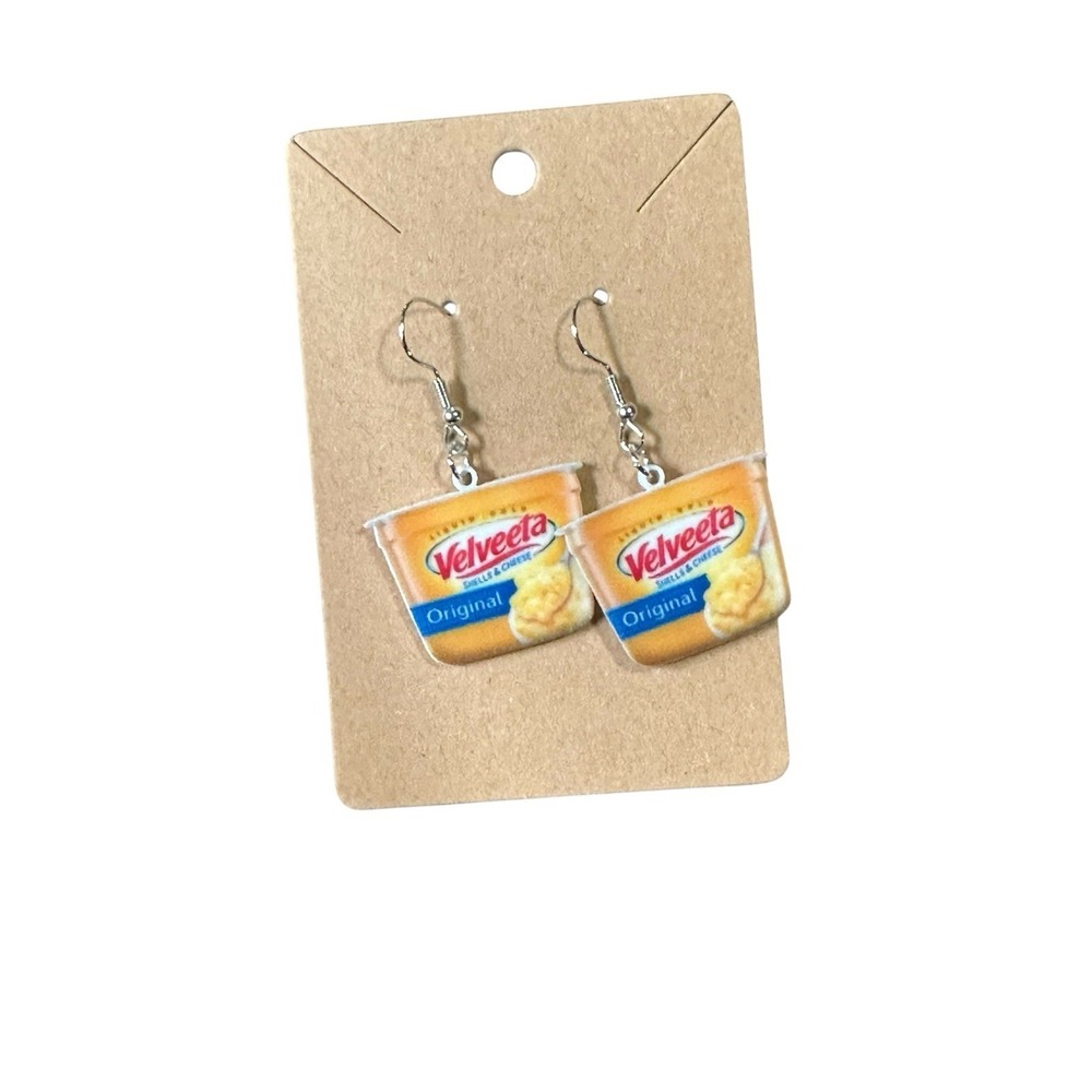 NEW novelty fashion EARRINGS food mac n cheese dangle